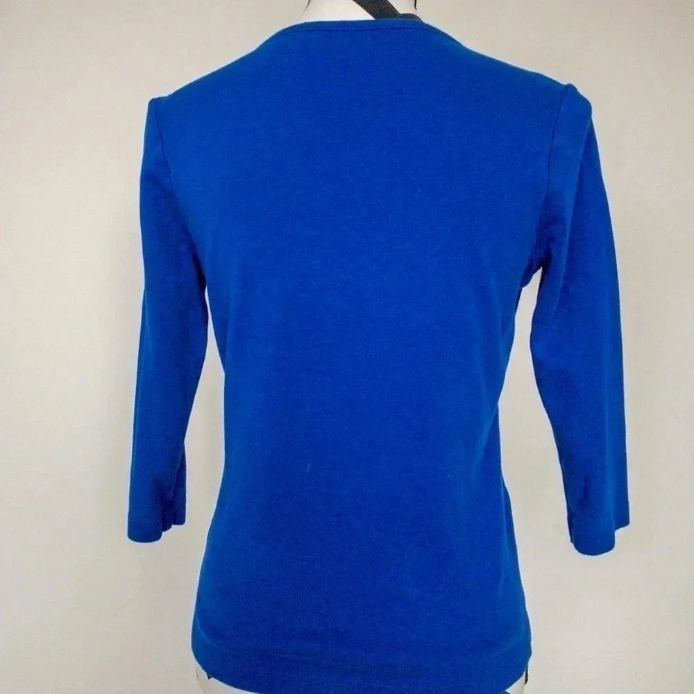 Kim Rogers Quarter Length Blue Top‎ Sz Sm - Picture 3 of 4